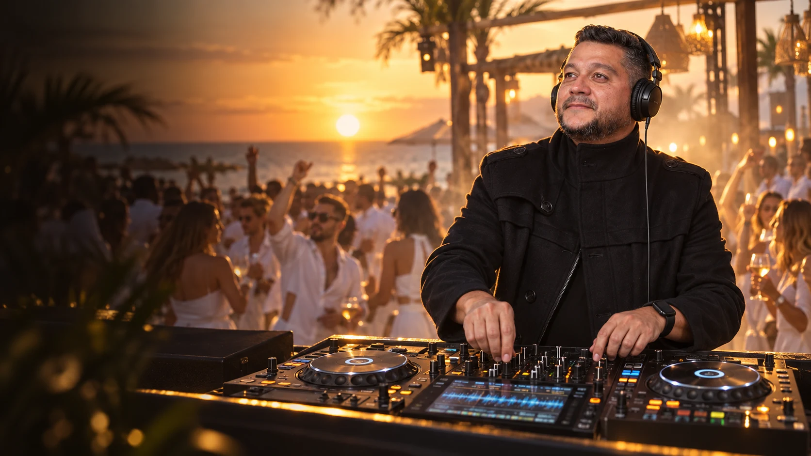 Igor Rozalla tocando em um sunset